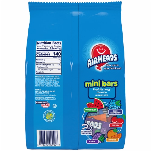 Airheads Individually Wrapped Assorted Flavored Mini Candy Bars Perspective: left