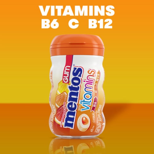 Mentos Sugar Free Citrus Flavored Chewing Gum with Vitamins Perspective: left