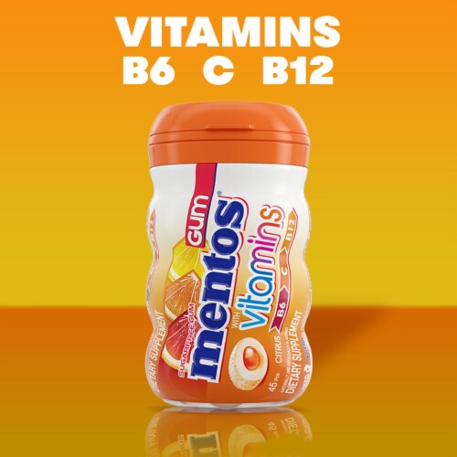 Mentos Sugar Free Citrus Flavored Chewing Gum with Vitamins Perspective: left