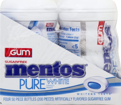 Mentos Pure White Sweet Mint Sugar-Free Gum Perspective: left