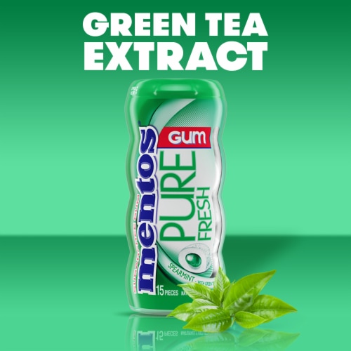 Mentos Pure Fresh Sugar-Free Spearmint Flavor Chewing Gum Perspective: left