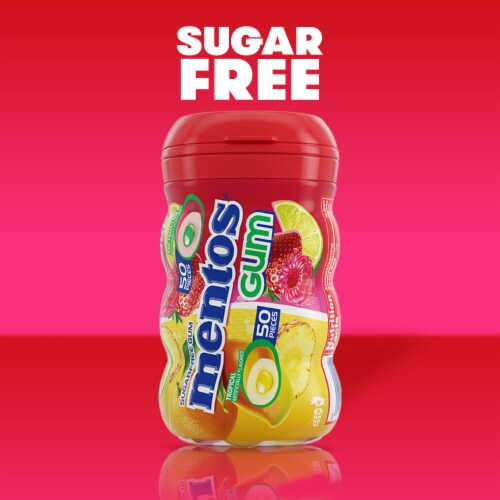 Mentos Sugar Free Red Fruit Lime Tropical Flavored Chewing Gum Perspective: left