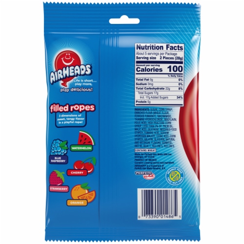 Airheads Filled Ropes Assorted Fruit Flavored Candy Perspective: left