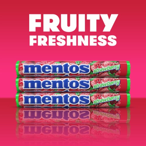 Mentos Chewy Strawberry Mint Candy Roll Perspective: left