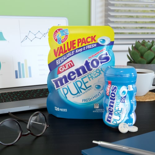 Mentos Pure Fresh Sugar Free Fresh Mint Flavored Chewing Gum Perspective: left