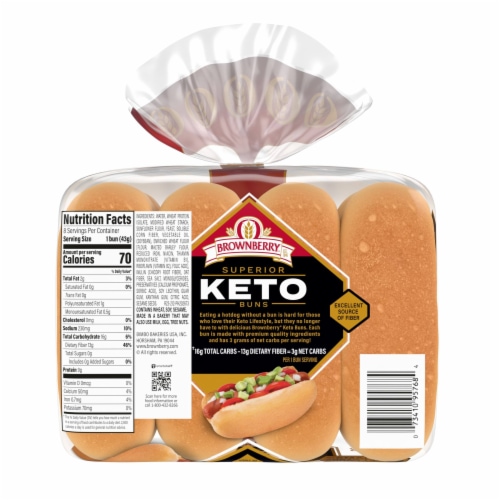 Brownberry Keto White Buns Perspective: left
