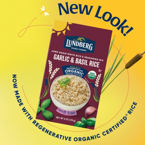 Lundberg Organic Garlic & Basil Seasoned Rice - 5.5oz Box Perspective: left
