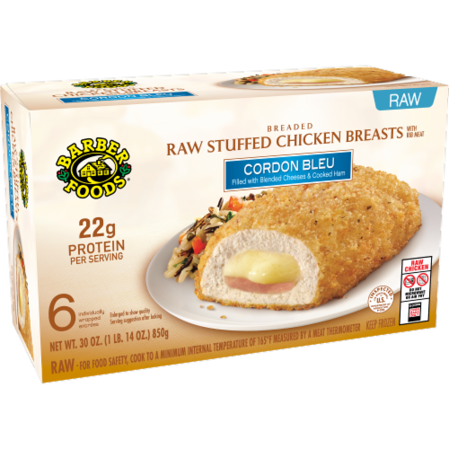 Barber Foods® Breaded Raw Stuffed Chicken Cordon Bleu Perspective: left