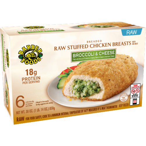 Barber Foods® Raw Breaded Broccoli & Cheese Stuffed Chicken Breasts Perspective: left