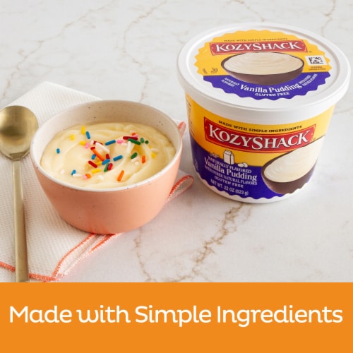 Kozy Shack Vanilla Pudding Tub, Gluten Free Dessert Perspective: left