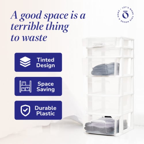 Homz Plastic 3 Clear Drawer Small Rolling Storage Container Tower