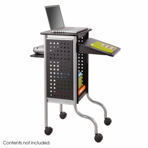 Safco Scoot Presentation Cart 21-1/2 x30-1/4 x40-1/2  Black 8945BL Perspective: left