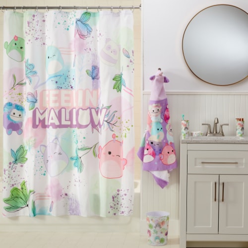 Squishmallows Shower Curtain with Hooks Perspective: left