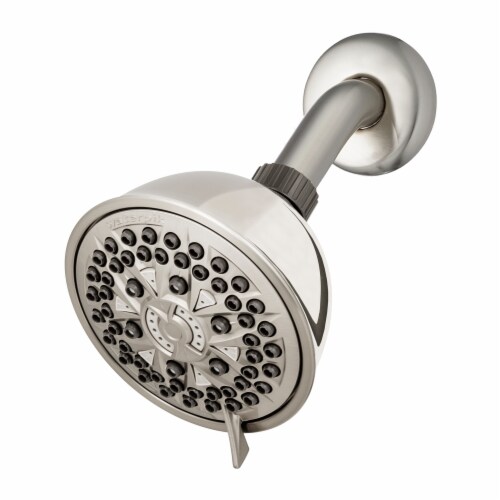 Waterpik PowerPulse Massage Brushed Nickel 7 settings Wallmount Showerhead Perspective: left