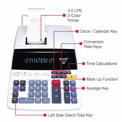 Sharp Calculator,Print 12-Digit EL1197PIII, 8.63x12.78 - Gerbes