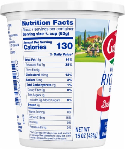 Galbani Whole Milk Double Cream Ricotta Cheese Perspective: left