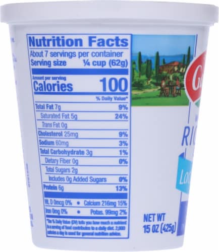 Galbani Whole Milk Lactose Free Ricotta Cheese Perspective: left