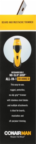 Conair Man No-Slip Grip All-in-1 Beard and Mustache Trimmer Perspective: left