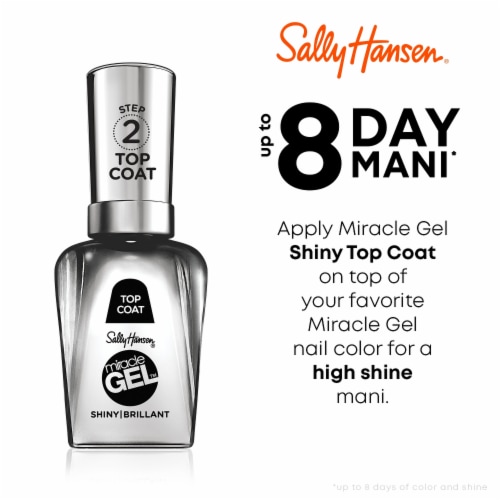 Sally Hansen® Miracle Gel™ Shiny Top Coat Step 2 Nail Polish Perspective: left