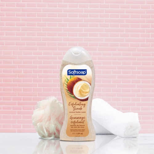 Softsoap Exfoliating Body Wash Coconut Butter Scrub Perspective: left