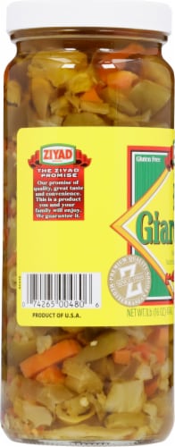 ZIYAD® Premium Hot Giardiniera Mediterranean Marinated Pepper Mix Perspective: left