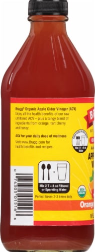 Bragg Organic Orange Tart Cherry Enhanced Apple Cider Vinegar Perspective: left