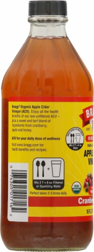 Bragg Organic Cranberry Apple Enhanced Apple Cider Vinegar Perspective: left