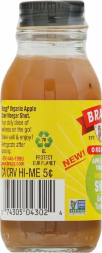 Bragg® Organic Apple Cider Vinegar Ginger Turmeric Prebiotic Shot Perspective: left
