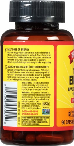 Bragg® True Energy Apple Cider Vinegar Supplement Capsules Perspective: left