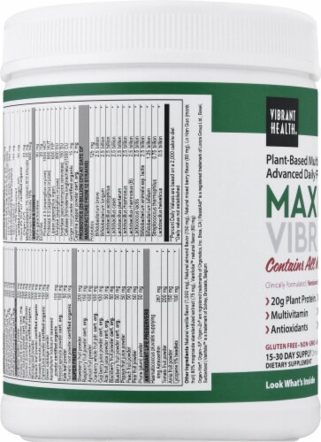 Vibrant Health Maximum Vibrance Vanilla Bean Multi Supplement Powder Perspective: left