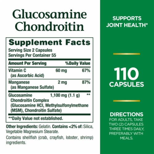 Nature's Bounty Glucosamine Chondroitin Joint Health Support Capsules Perspective: left
