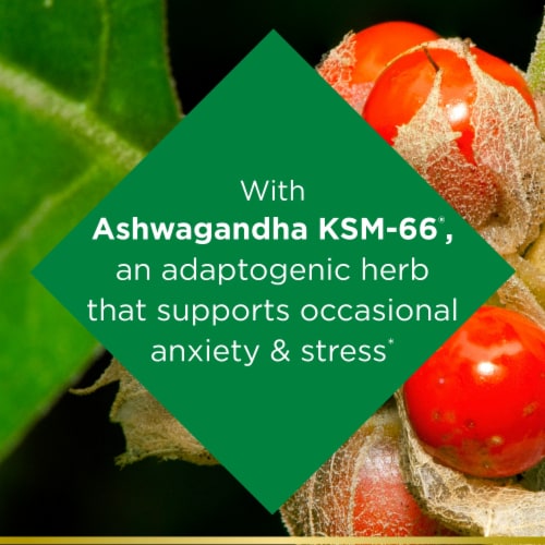 Nature’s Bounty Anxiety & Stress Relief Ashwagandha Tablets, KSM 66 Perspective: left