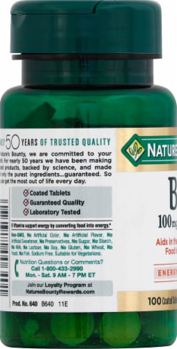 Nature's Bounty B2 Tablets 100mg Perspective: left