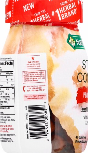 Nature's Bounty Stress Comfort Peace of Mind Mango Pineapple Flavored Gummies 42 Count Perspective: left