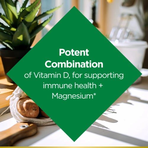 Nature’s Bounty® Advanced Vitamin D3 with Magnesium, Immune and Bone Supplement Tablets Perspective: left