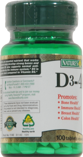 Nature's Bounty D3-400 Tablets Perspective: left