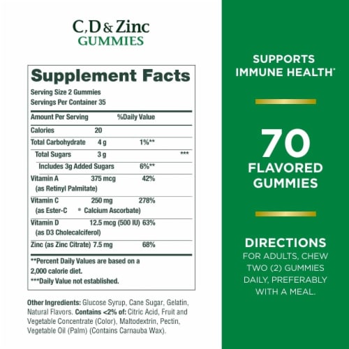 Nature’s Bounty Vitamins C, D3, & Zinc, Immune Support Gummies, Citrus Berry Perspective: left