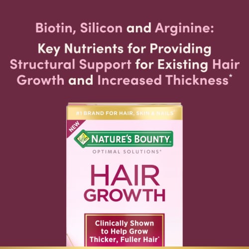 Nature’s Bounty Optimal Solutions Hair Growth Supplement Capsules, Biotin 10,000 mcg Perspective: left