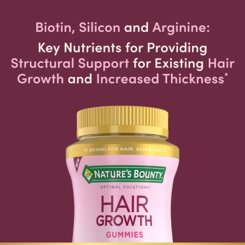 Nature’s Bounty Optimal Solutions Hair Growth Peach Mango Gummies with 10,000 mcg Biotin Perspective: left