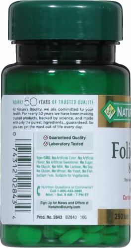 ACIDO FOLICO 800 MCG NATURE´S BOUNTY 250 TABLETAS