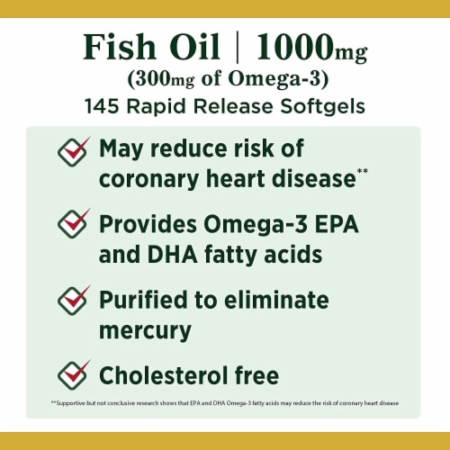Nature's Bounty Fish Oil With Omega 3 Heart Health Support Softgels Perspective: left