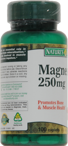 Nature's Bounty Magnesium Caplets Perspective: left