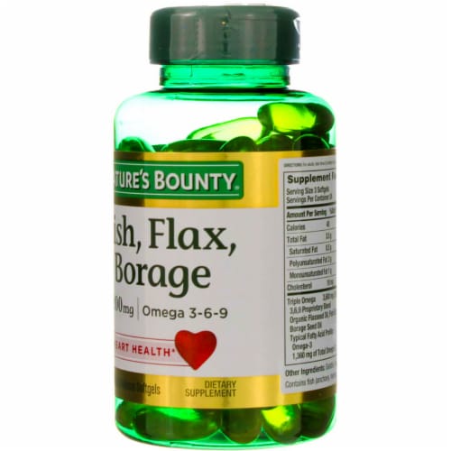 Nature's Bounty Fish Flax Borage 1200mg Omega 3-6-9 Softgels Perspective: left