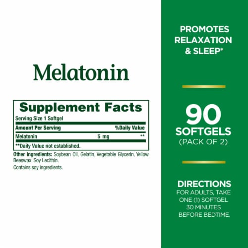 Nature's Bounty Melatonin Sleep Aid Softgels, 5 Mg Perspective: left