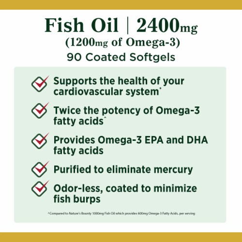 Nature's Bounty Fish Oil 2400 mg Heart Health Support Softgels Perspective: left