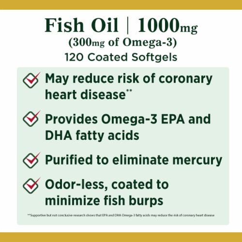 Nature's Bounty® Fish Oil Omega-3 Coated Softgels 1000mg Perspective: left