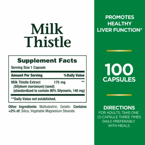 Nature's Bounty Milk Thistle 175mg Capsules Perspective: left