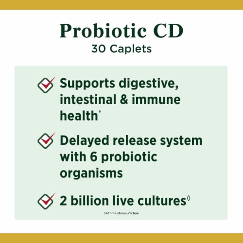 Nature's Bounty Probiotic CD Digestive Health Support Delayed Release Caplets Perspective: left