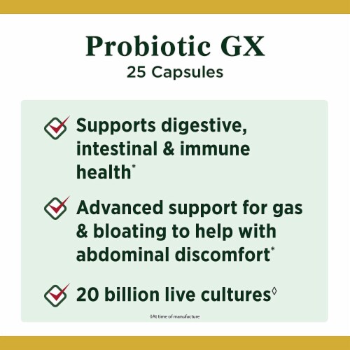 Nature's Bounty Probiotic GX, Gas and Bloating Capsules Perspective: left