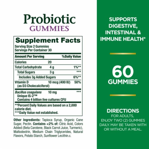 Nature's Bounty Probiotic Digestive Balance Gummies, Multi-Flavored Perspective: left